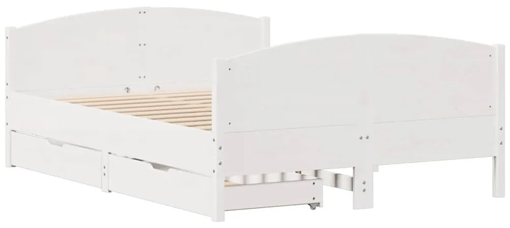 vidaXL Σκελετός Κρεβ. Χωρίς Στρώμα Λευκό 135x190 εκ Μασίφ Πεύκο