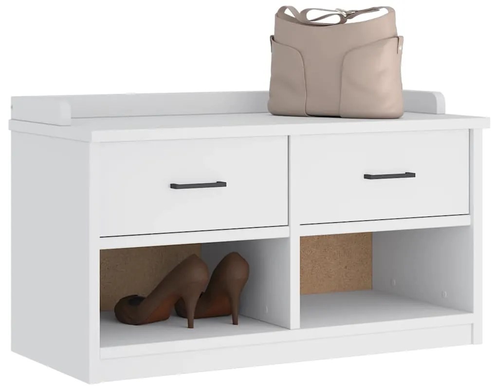 Πάγκος διαδρόμου "SANDNES" Λευκό 87x40x50 εκ. Πεύκο μασίφ ξύλο