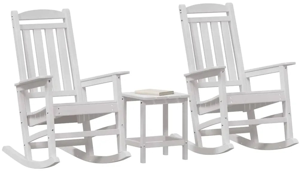 vidaXL Κουνιστή Καρέκλα Κήπου 3 pcs Λευκό 38 x 38 x 46cm Πλαστικό
