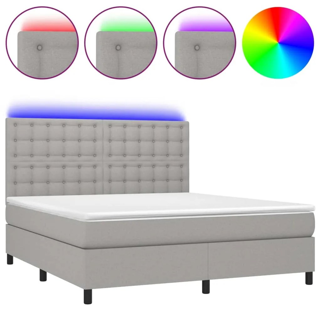 ΚΡΕΒΑΤΙ BOXSPRING ΜΕ ΣΤΡΩΜΑ &amp; LED ΑΝ.ΓΚΡΙ 160X200ΕΚ. ΥΦΑΣΜΑΤΙΝΟ 3135205