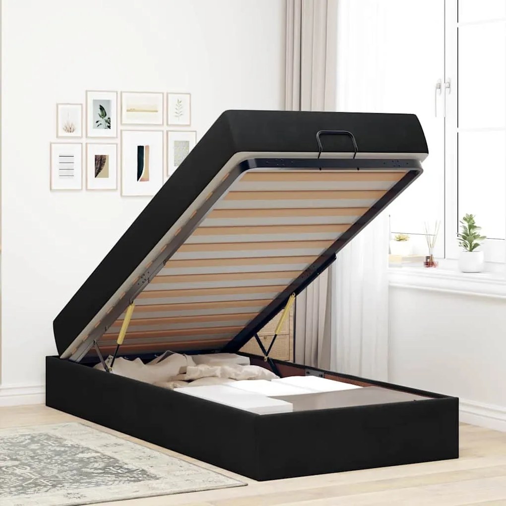vidaXL Σκελετός Κρεβατιού με στρώμα Μαύρο 90 x 190 cm Βελούδο