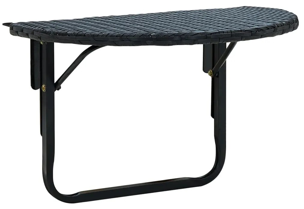 vidaXL Τραπέζι Μπαλκονιού Μαύρο 60 x 60 x 32 εκ. από Συνθετικό Ρατάν