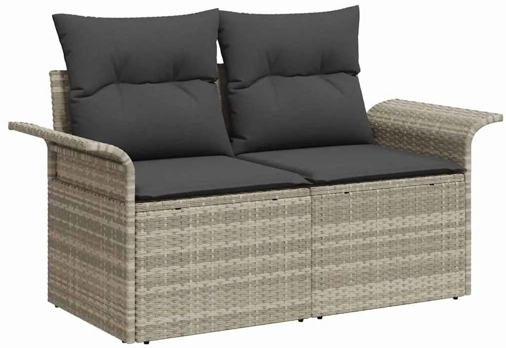 vidaXL Σετ Καναπέ Κήπου με μαξιλάρι 7 pcs Ανοιχτό γκρι Πολυ ράταν