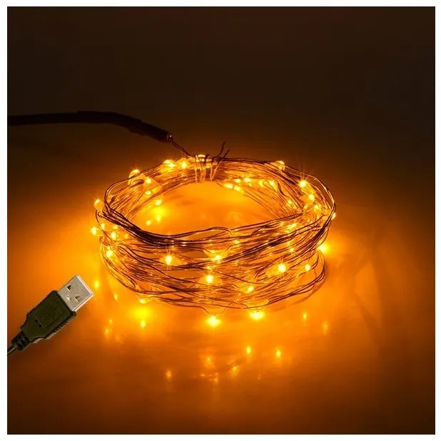 Διακοσμητική Γιρλάντα 5m 50 LED USB 3W 1600K Χάλκινο 79711 Globostar-79711-Χάλκινο 79711