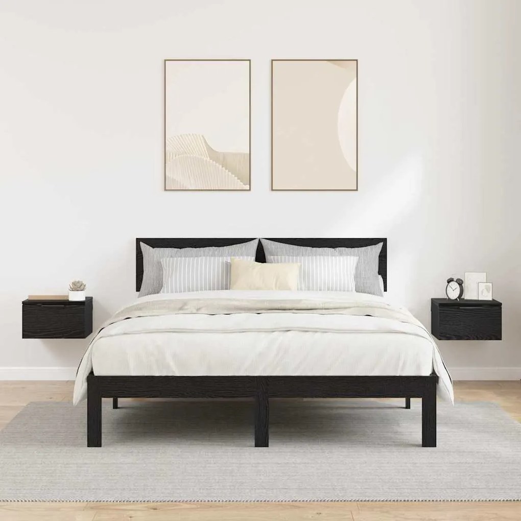 vidaXL Κομοδίνο 2 pcs Μαύρη δρυς 34 x 30 x 20 εκ Επεξεργασμένο ξύλο