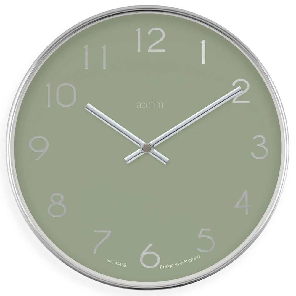 Ρολόι Τοίχου Elma ACCTIM22835 Φ25x4,2cm Chrome-Olive Acctim Πλαστικό, Γυαλί