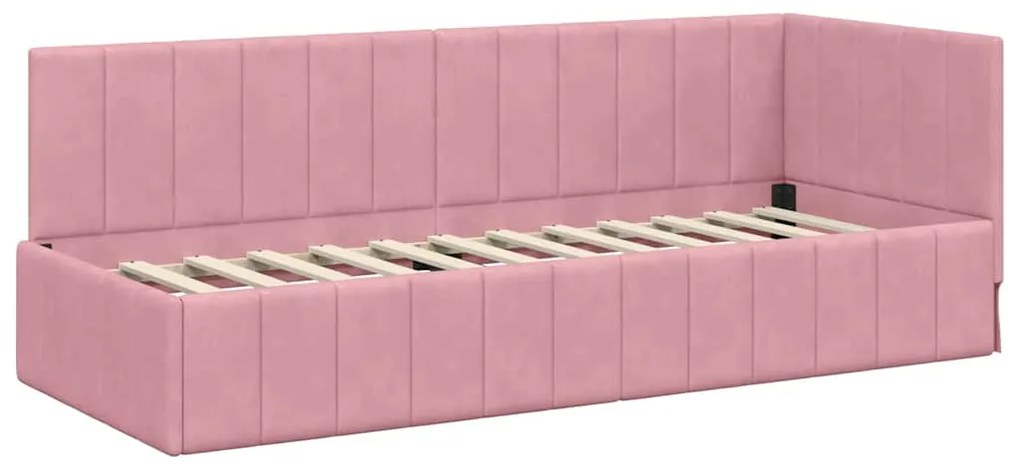 vidaXL Κρεβάτι Γωνίας με κεφαλάρι Ροζ 80 x 200 cm Βελούδο
