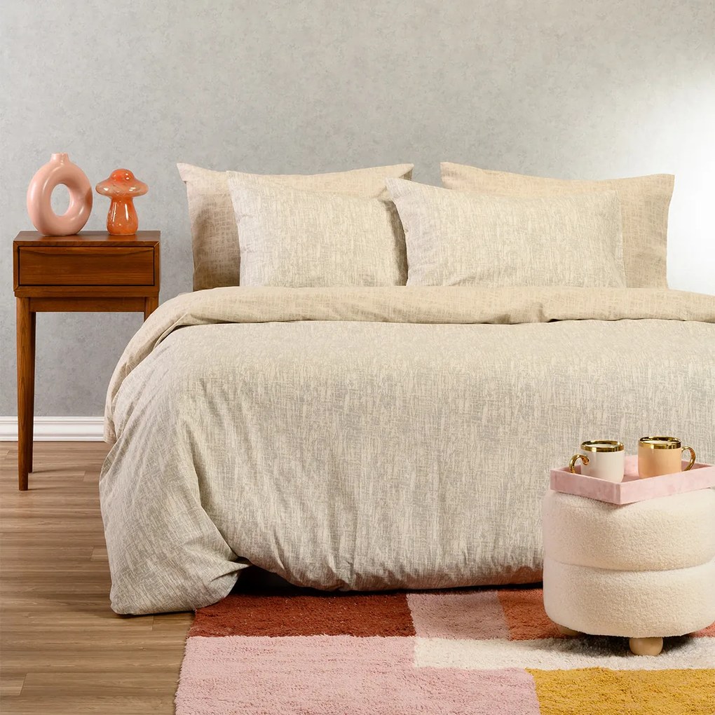 Σεντόνια King Size (Σετ) Melinen Ultra Line Milan Grey Εκρού Με Λάστιχο 180x200+32