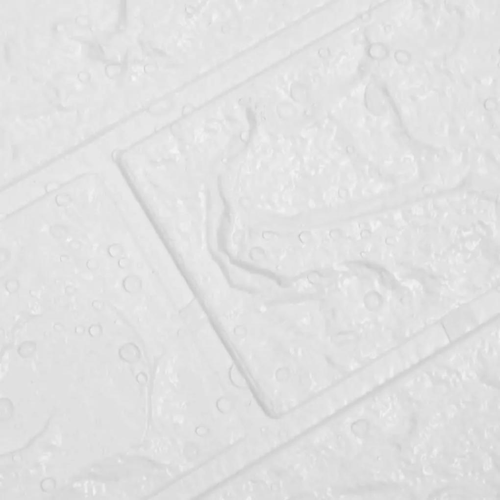 3D Τούβλα Ταπετσαρίας Αυτοκόλλητα Λευκά 40 τεμ. - Λευκό