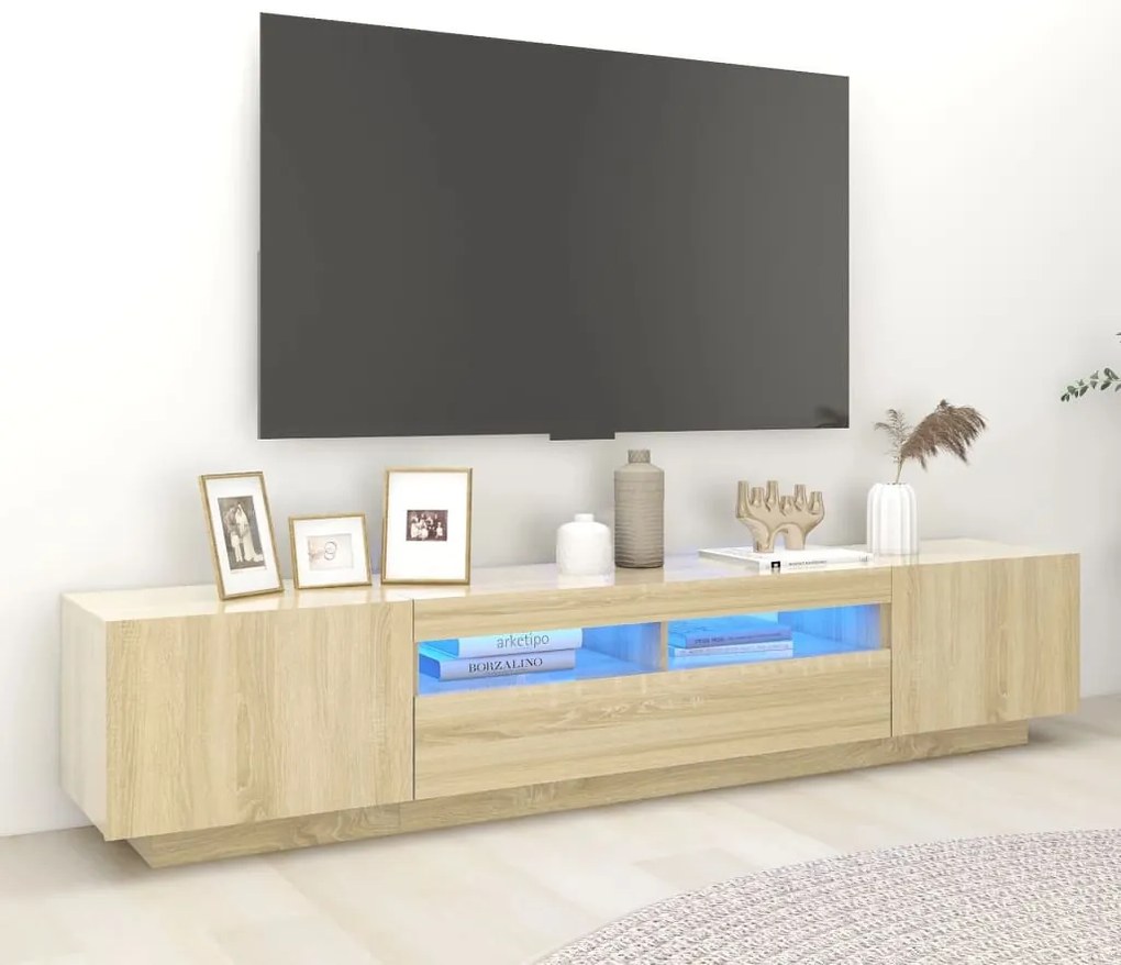 vidaXL Έπιπλο Τηλεόρασης με LED Sonoma Δρυς 200 x 35 x 40 εκ.
