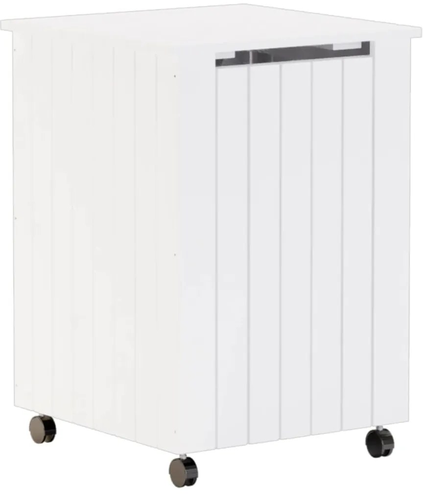 vidaXL Καλάθι Άπλυτων με Τροχούς RANA Λευκό 45x45x64εκ. Μασίφ Πεύκο