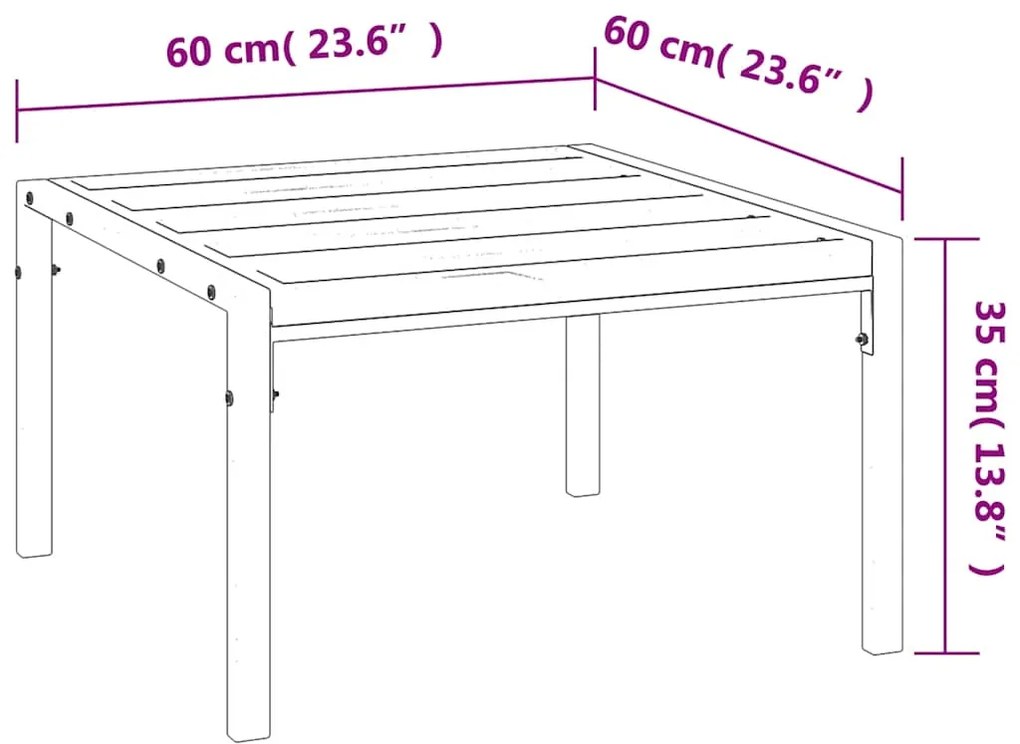 vidaXL Τραπεζάκι Κήπου Μαύρο 60 x 60 x 35 εκ. από Ατσάλι