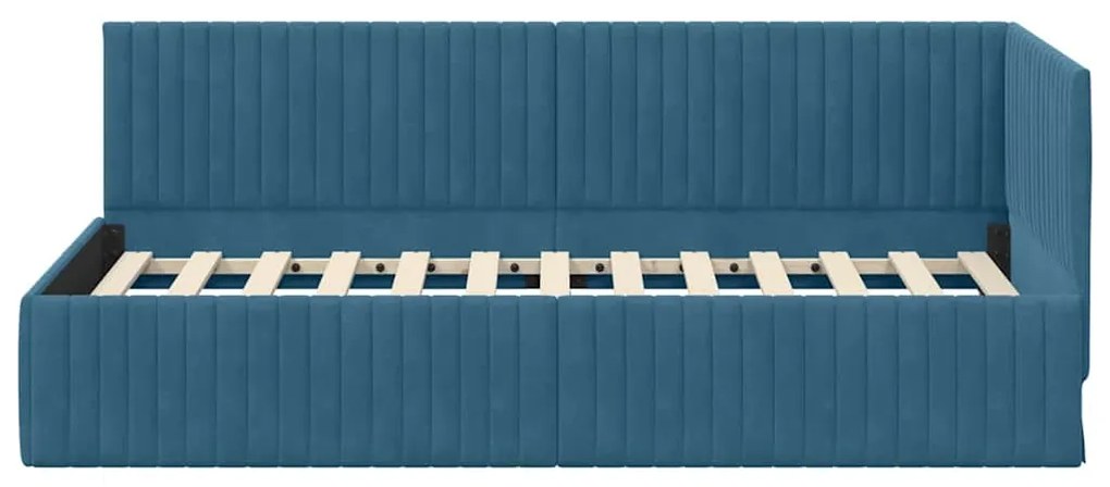 vidaXL Κρεβάτι Γωνίας με κεφαλάρι Μπλε 90 x 190 cm Βελούδο