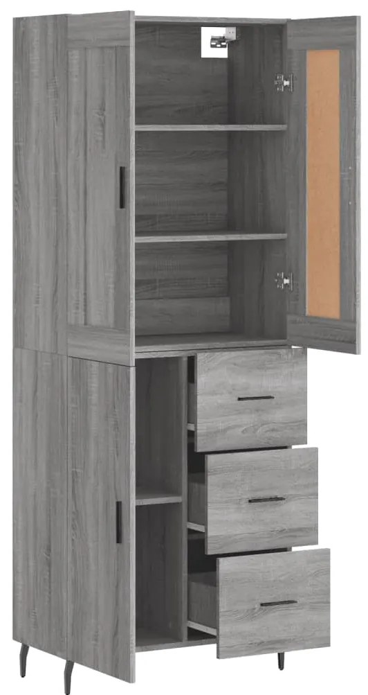 vidaXL Ντουλάπι Γκρι Sonoma 69,5 x 34 x 180 εκ. Επεξεργασμένο Ξύλο