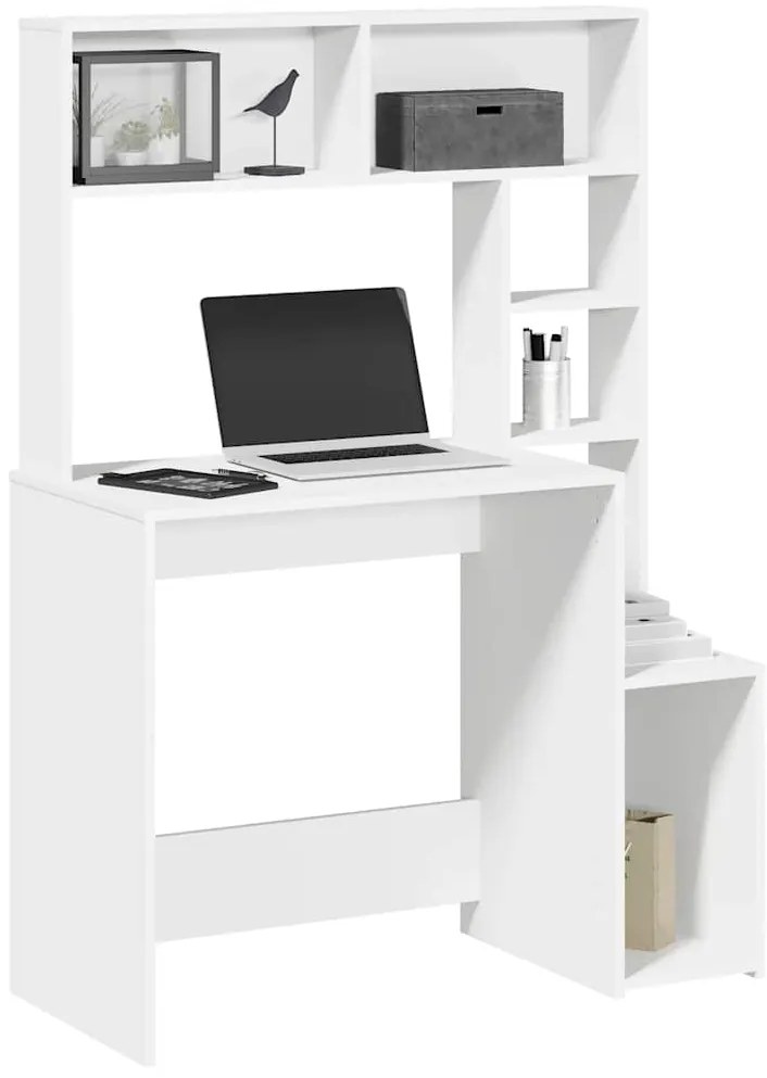 vidaXL Γραφείο με ράφια Λευκό 100x45x140 cm Κατασκευασμένο ξύλο