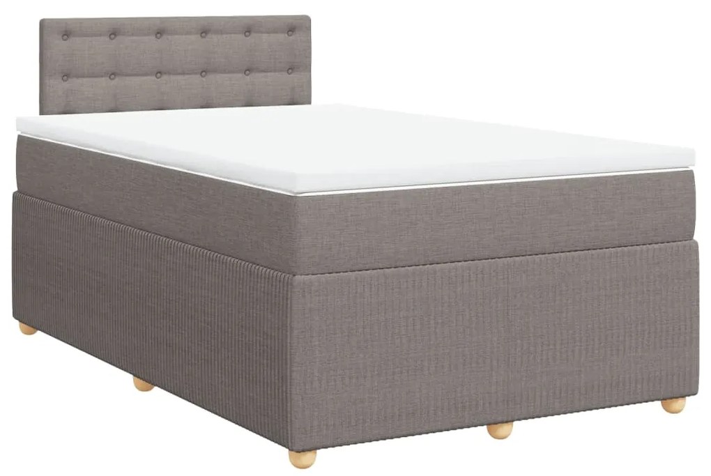 vidaXL Κρεβάτι Boxspring με Στρώμα Taupe 120x200 εκ. Υφασμάτινο