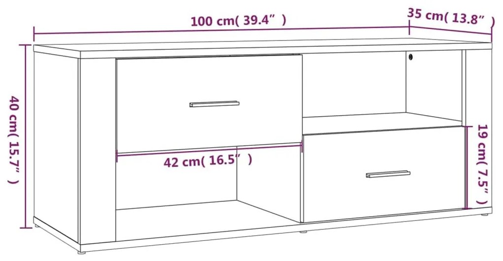 Έπιπλο Τηλεόρασης Γκρι Σκυρ. 100x35x40 εκ. Επεξ. Ξύλο - Γκρι