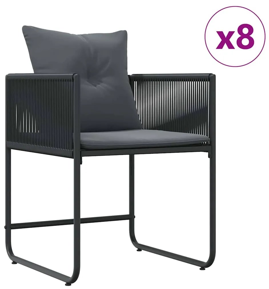 vidaXL Σέτ φαγητού για κήπο 9 pcs Μαύρο Ατσάλι