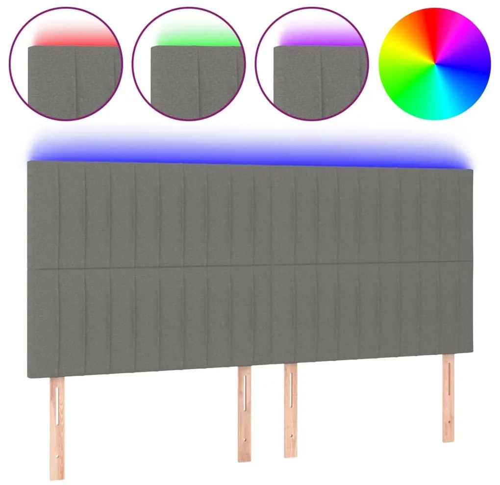 vidaXL Κεφαλάρι Κρεβατιού LED Σκούρο Γκρι 160x5x118/128εκ. Υφασμάτινο