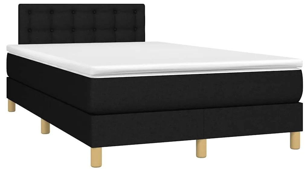 vidaXL Κρεβάτι Boxspring με Στρώμα & LED Μαύρο 120x190 εκ. Υφασμάτινο