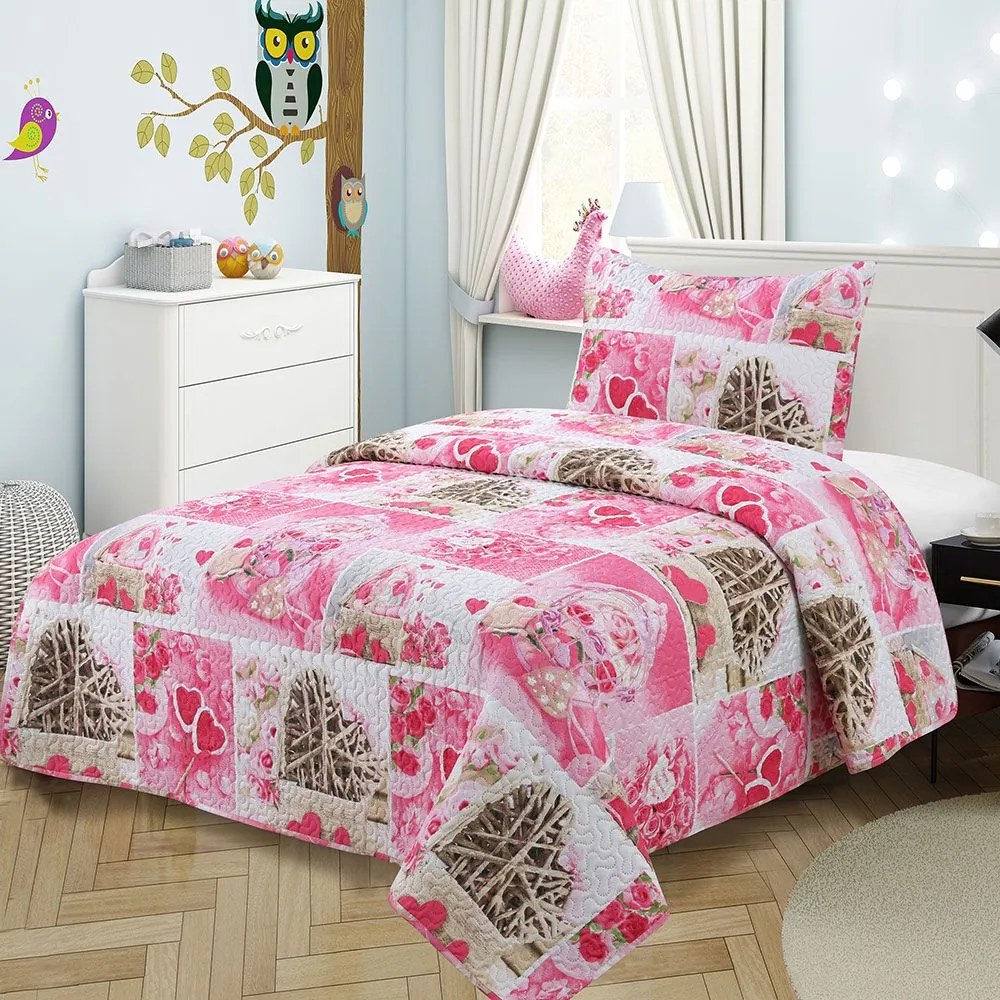 Κουβερλί Παιδικό (Σετ 2τμχ) 418 Pink DimCol Μονό 160x220cm Microfiber