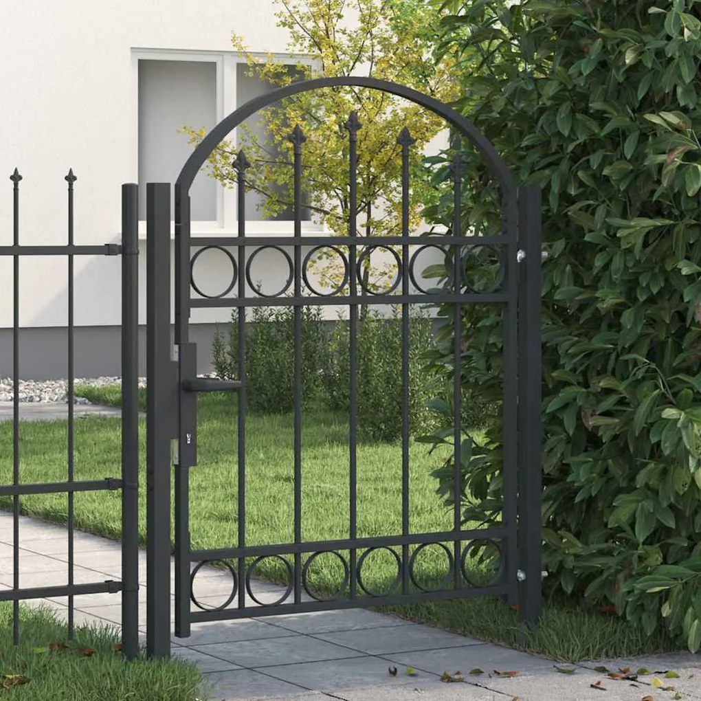 vidaXL Πύλη Φράχτη Γκρι 100 x 125 cm Ατσάλι με Επικάλυψη Πούδρας