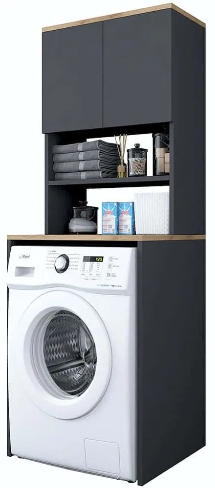 Έπιπλο Πλυντηρίου 893RAN3347 65x60x183,6cm Walnut-Anthracite Μοριοσανίδα, Μελαμίνη