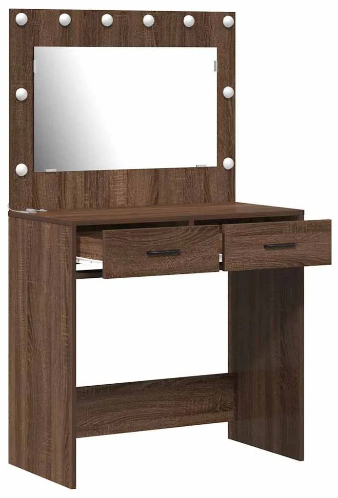vidaXL Κομοδίνο Καφέ δρυς 78.5 x 41 x 135 εκ Επεξεργασμένο ξύλο