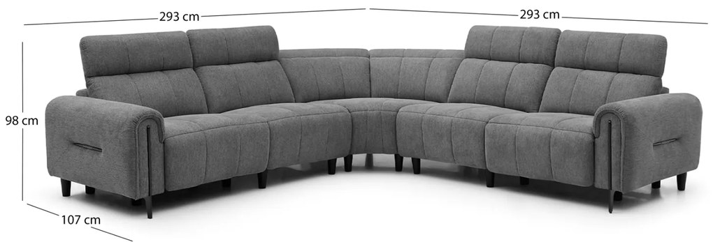 ΓΩΝΙΑΚΟΣ ΚΑΝΑΠΕΣ ΜΕ RECLINE ORACLE HM3290.01 ΓΚΡΙ ΥΦΑΣΜΑ 260x260x90(κάθισμα)x94Υεκ.