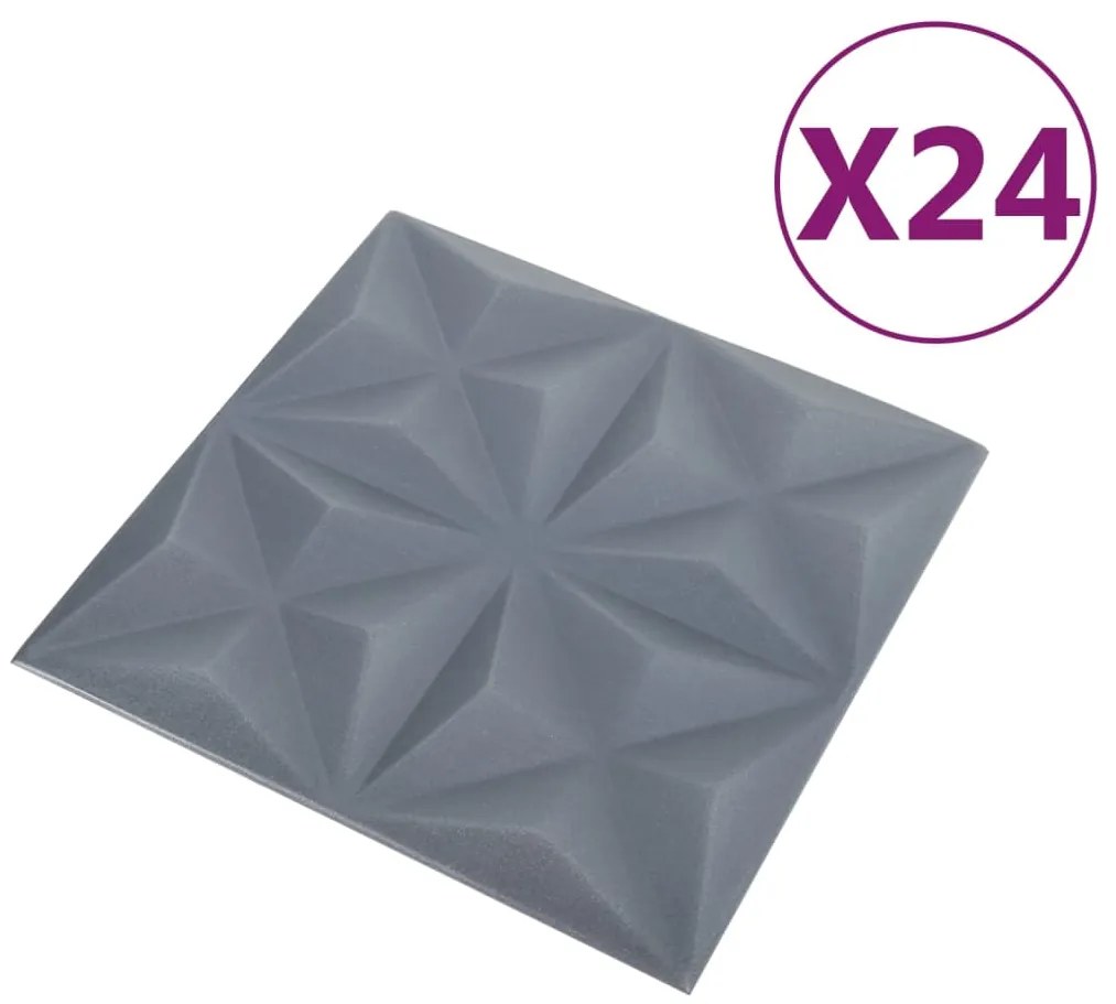 vidaXL Πάνελ Τοίχου 3D 24 τεμ. Γκρι Origami 50 x 50 εκ. 6 μ²