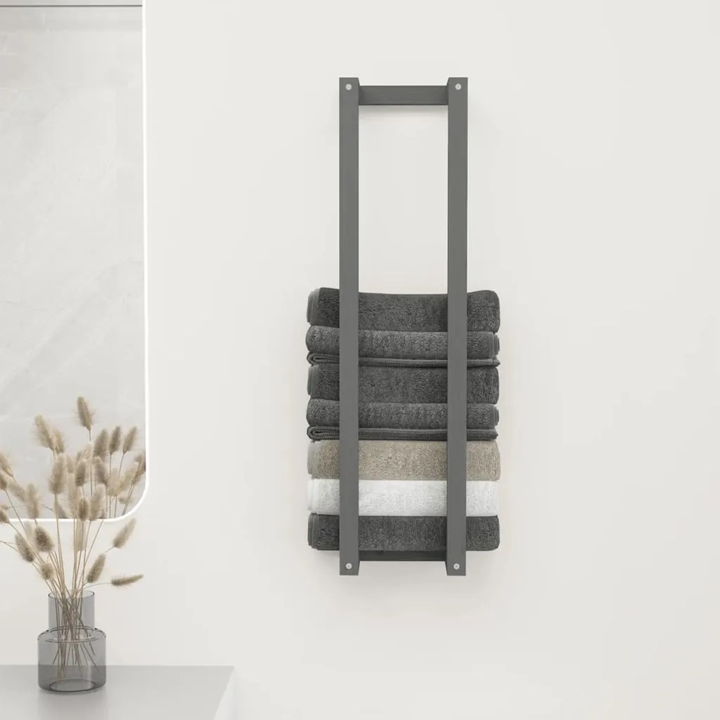 vidaXL Πετσετοκρεμάστρα Γκρι 23 x 18 x 90 εκ. από Μασίφ Ξύλο Πεύκου