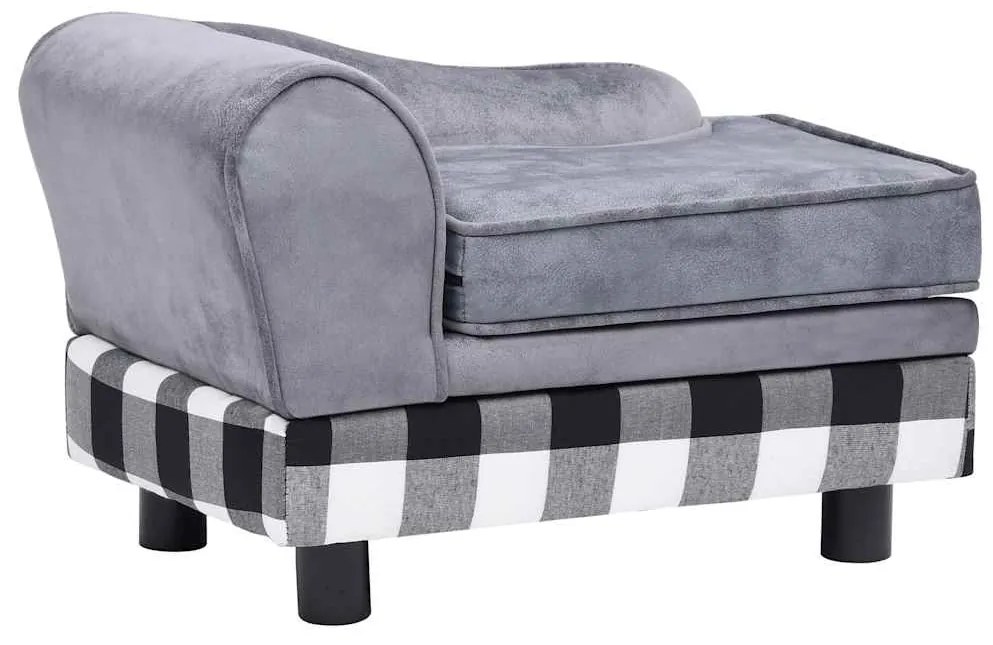 vidaXL Καναπές - Κρεβάτι Σκύλου Γκρι 57 x 34 x 36 εκ. Βελουτέ