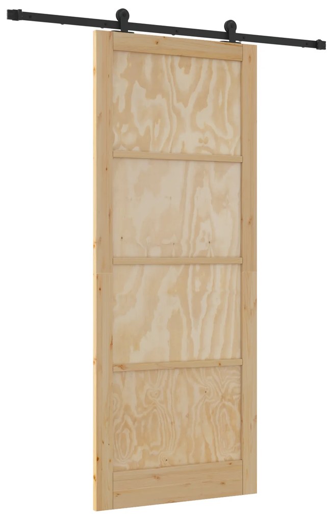 vidaXL Συρόμενη Πόρτα με Σετ Εξαρτημάτων 93x232 cm Μασίφ Ξύλο Πεύκου