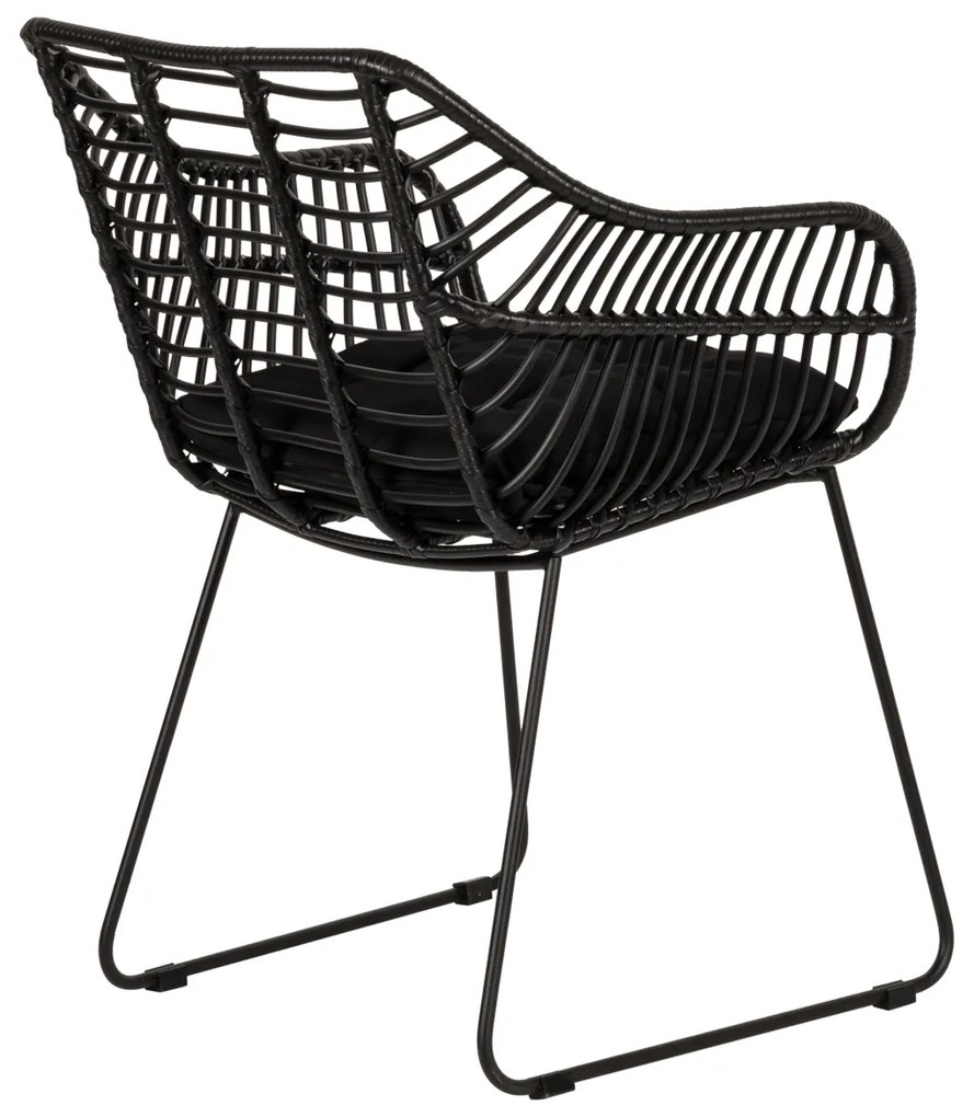 Πολυθρόνα Κήπου KALAMBO Μαύρο Αλουμίνιο/Rattan 56x57x81cm - 14840052