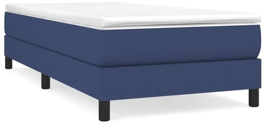 Κρεβάτι Boxspring με Στρώμα Μπλε 80x200 εκ. Υφασμάτινο - Μπλε