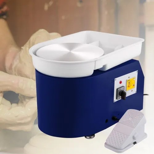 VEVOR Pottery Wheel 11in 0-300 RPM Ceramic Wheel, 350W Adjustable Speed Forming Machine with Sculpting Tools and Apron, Detachable Basin Foot Pedal Control for Art Craft Work and Home DIY Blue