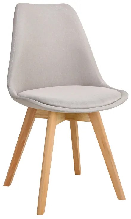 Καρέκλα Gaston pakoworld μπεζ ύφασμα και ξύλινο πόδι σε φυσική απόχρωση 48x55x83εκ