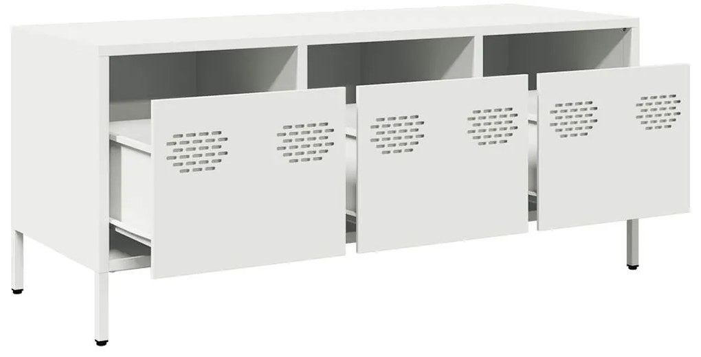 vidaXL Έπιπλο Τηλεόρασης Λευκό 101,5x39x43,5 εκ. Ατσάλι Ψυχρής Έλασης
