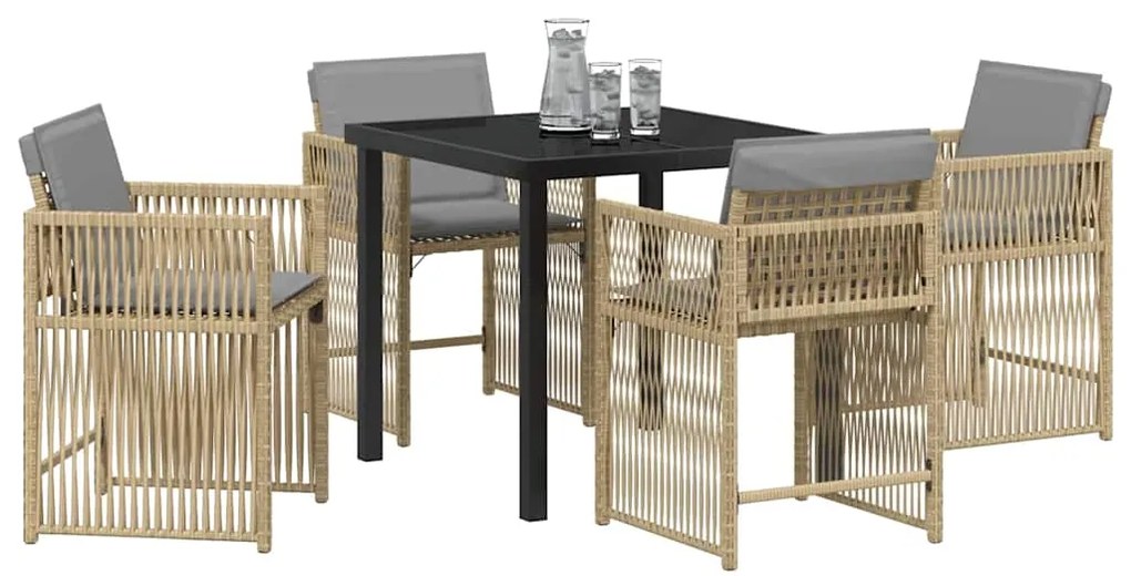 vidaXL Σέτ φαγητού για κήπο 5 pcs Μπεζ συνθετικό ρατάν