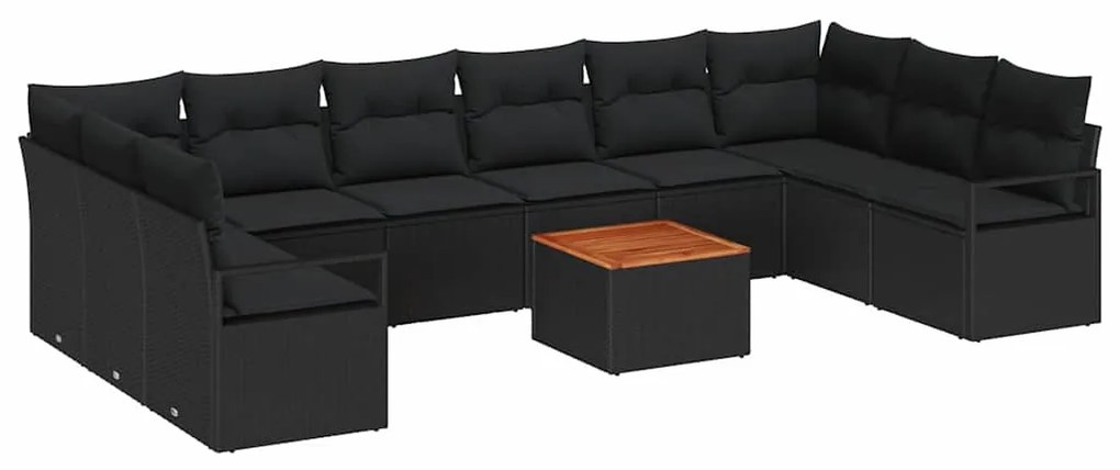 vidaXL Σετ Σαλονιού Κήπου 11 pcs Μαύρο Ρατάν πολυαιθυλενίου