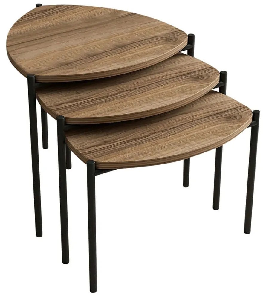 Ζιγκόν Lenny (Σετ 3Τμχ) 506MNR1225 45x45x45/40/35cm Walnut
