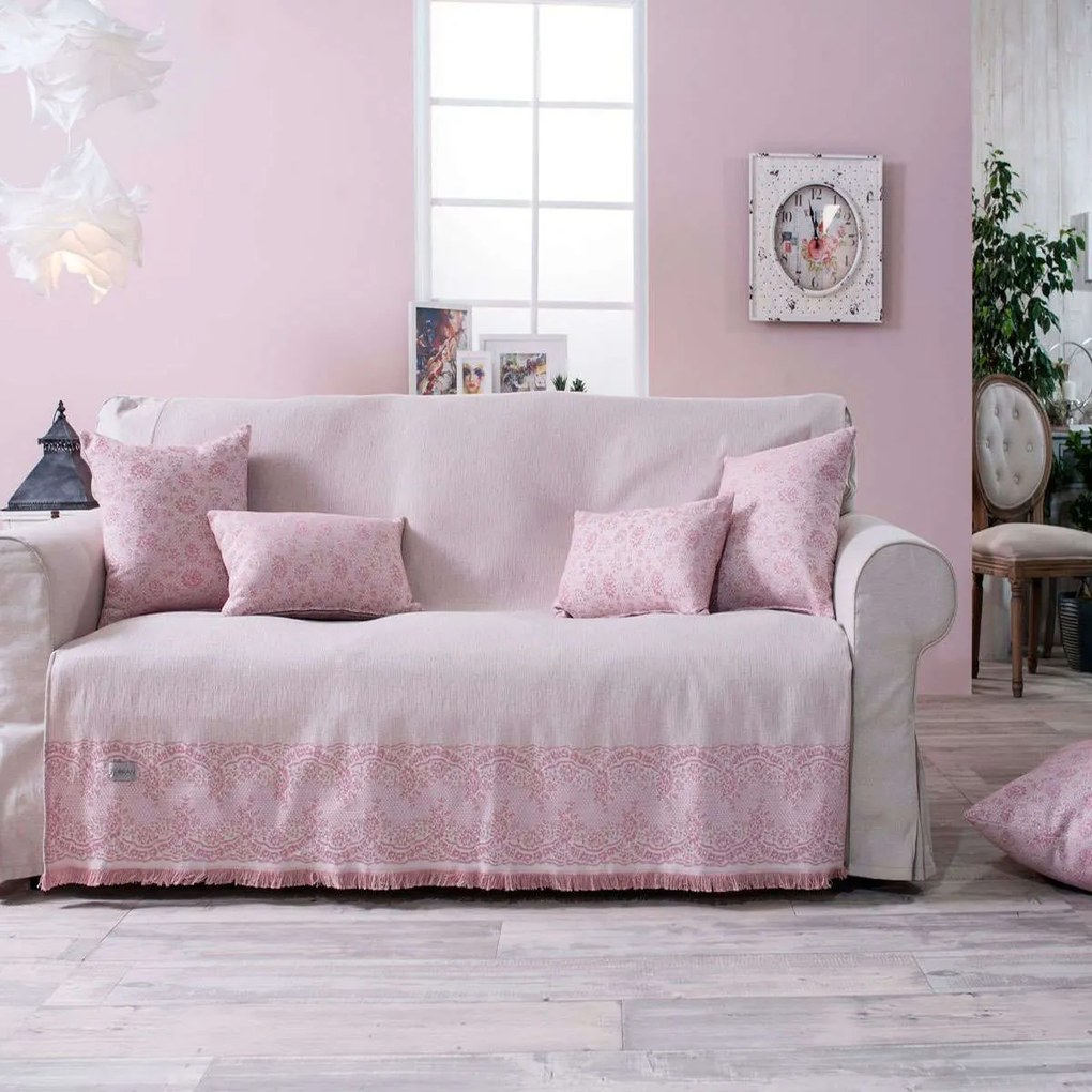 Ριχτάρι Amalfi 06 Pink Teoran Διθέσιο 180x250cm Cotton-Polyester