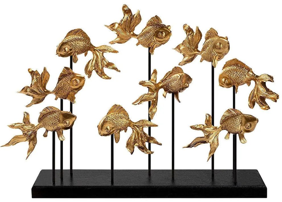 Διακοσμητικό Επιτραπέζιο Goldfish 565TNL1207 42x10x28cm Black-Gold Aberto Design Πολυέστερ