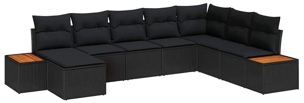 vidaXL Σετ Καναπέ Κήπου με μαξιλάρι 8 pcs Μαύρο Πολυ ράταν