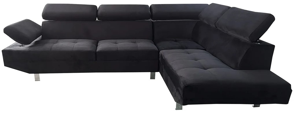 Καναπές Γωνιακός ArteLibre OZMA Μαύρο Ύφασμα 254x160x70cm