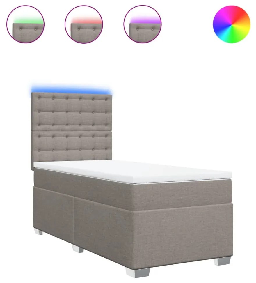 vidaXL Κρεβάτι Boxspring με Στρώμα Taupe 80x200 εκ. Υφασμάτινο