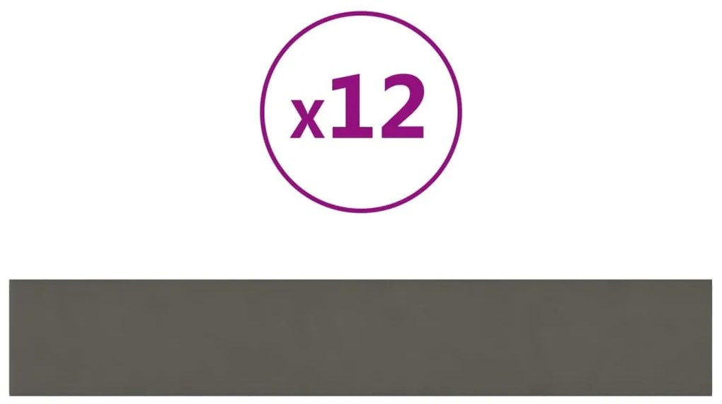 vidaXL Πάνελ Τοίχου 12 τεμ. Σκούρο γκρι 90 x 15 εκ. 1,62 μ² Βελούδινα