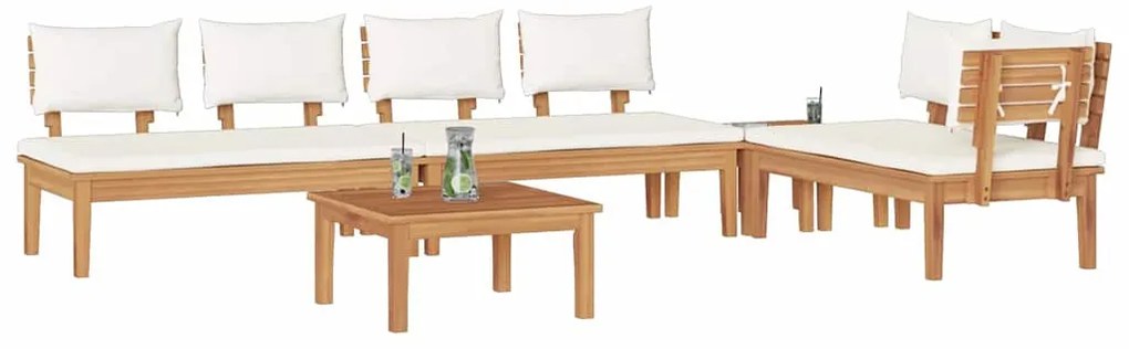 vidaXL Σετ Παγκάκι Κήπου 5 pcs Καφέ, Κρέμα Πολυ rattan, βαμμένο ατσάλι