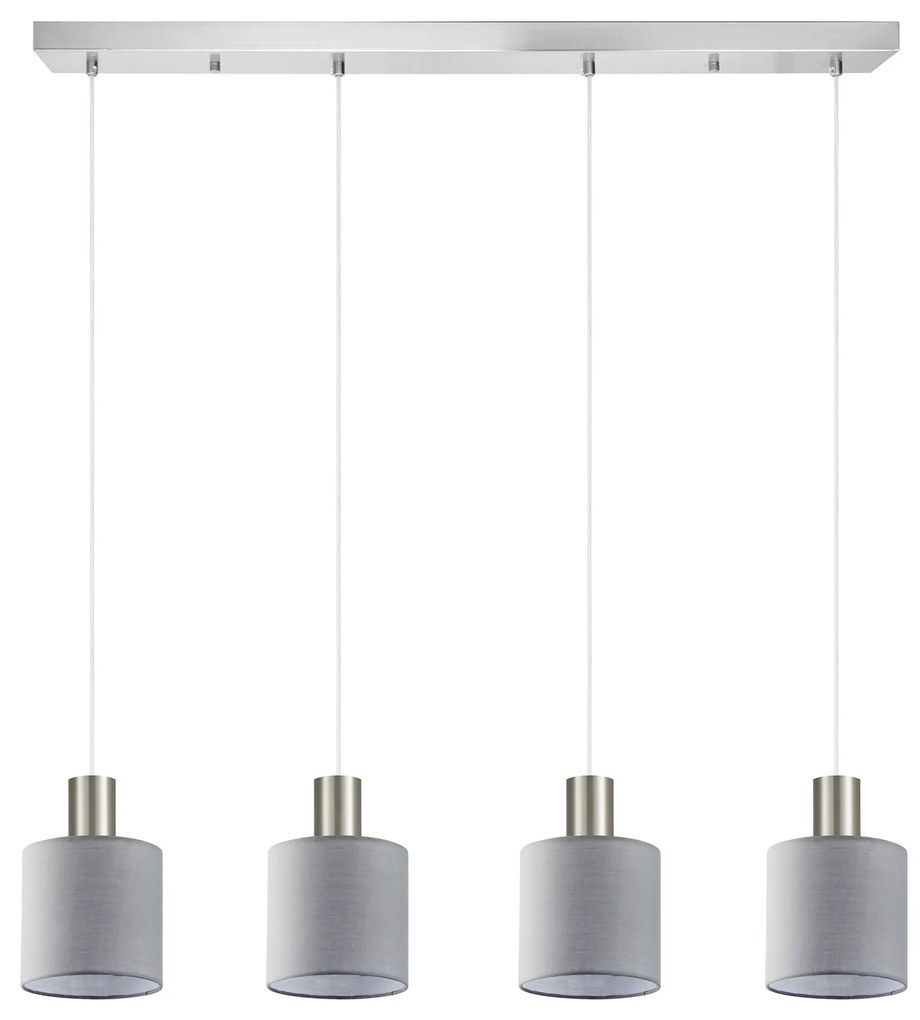 Φωτιστικό Οροφής SE21-NM-4-4NM-SH2 ADEPT TUBE Nickel Matt Pendant Grey Fabric Shade+ - 51W - 100W - 77-8427