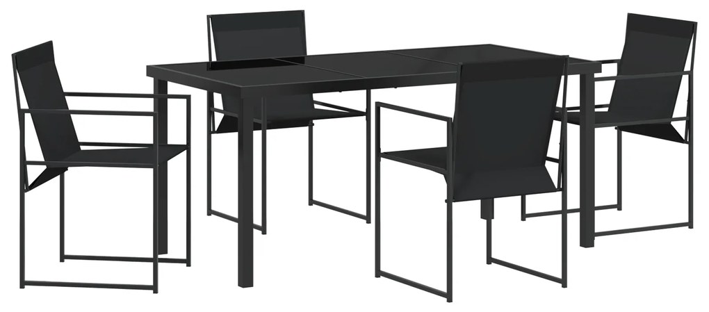 vidaXL 5 Τεμαχίων Σετ Εξωτερικής Τραπεζαρίας Μαύρο Textilene και Χάλυβα